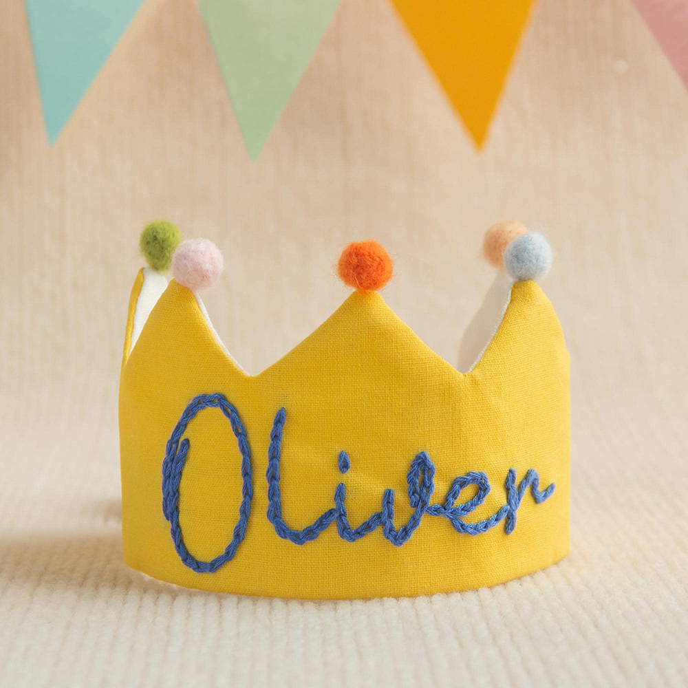 Personalized Hand Embroidered Baby Birthday Party Crown | CWBaby321