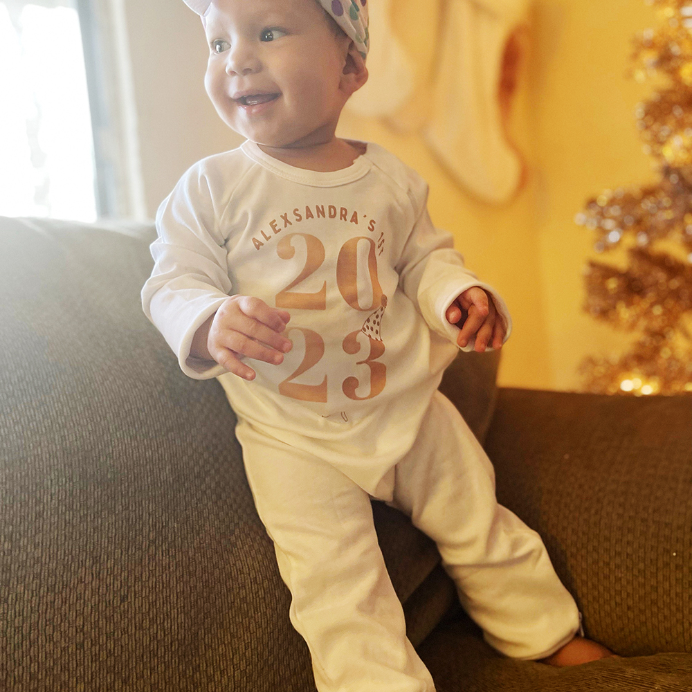 Personalized Baby 1st New Year Romper and Hat Set | CWBaby343