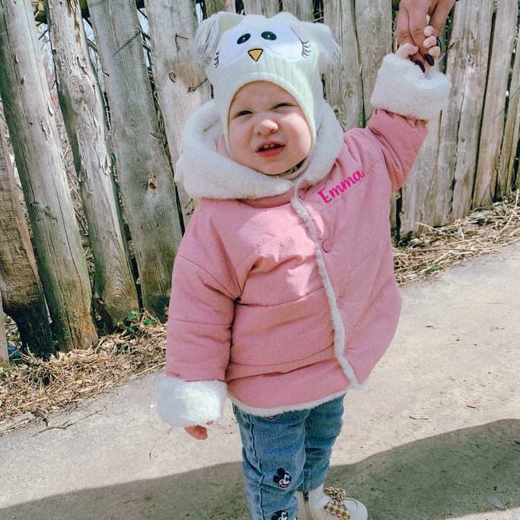 Personalized Toddler Lovely Bear Winter Warm Plush Hooded Jacket | CWBaby360
