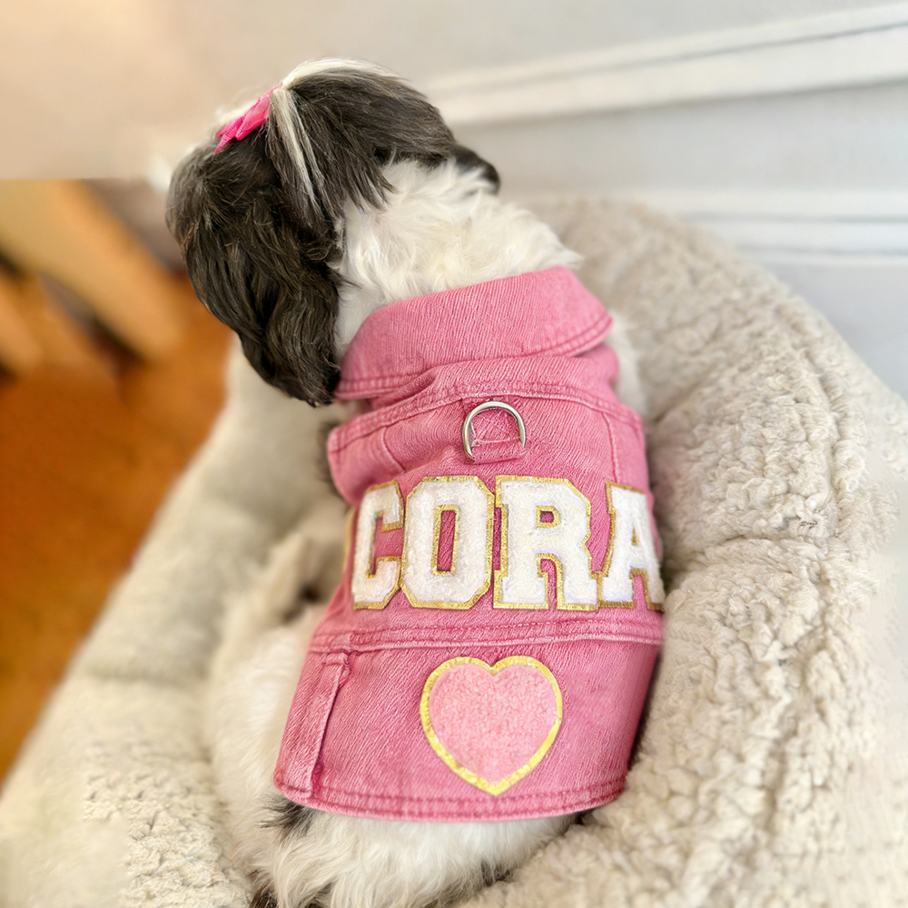 Personalized Handmade Chenille Patch Pets Denim Jacket | BKPet405