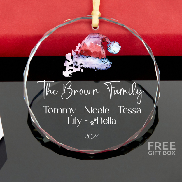 Personalized Glass Family Christmas Ornaments | CWGlass13