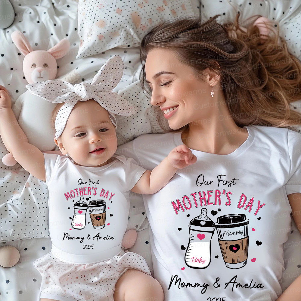 Personalized First Mother's Day Mommy and Baby Outfit | CWFamily17