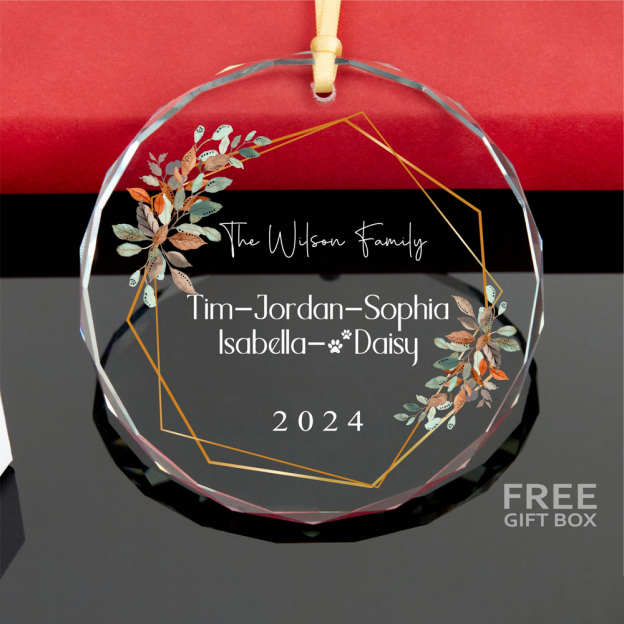 Personalized Glass Family Christmas Ornaments | CWGlass20