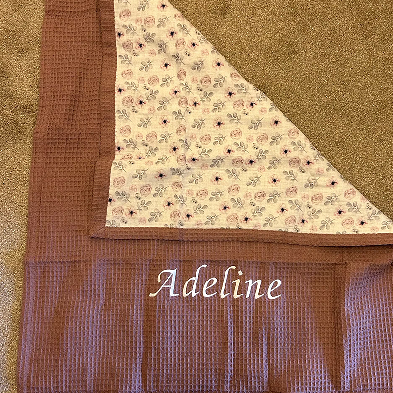 Personalized Embroidered Organic Waffle Blanket for Comfort & Unique| CWBaby81