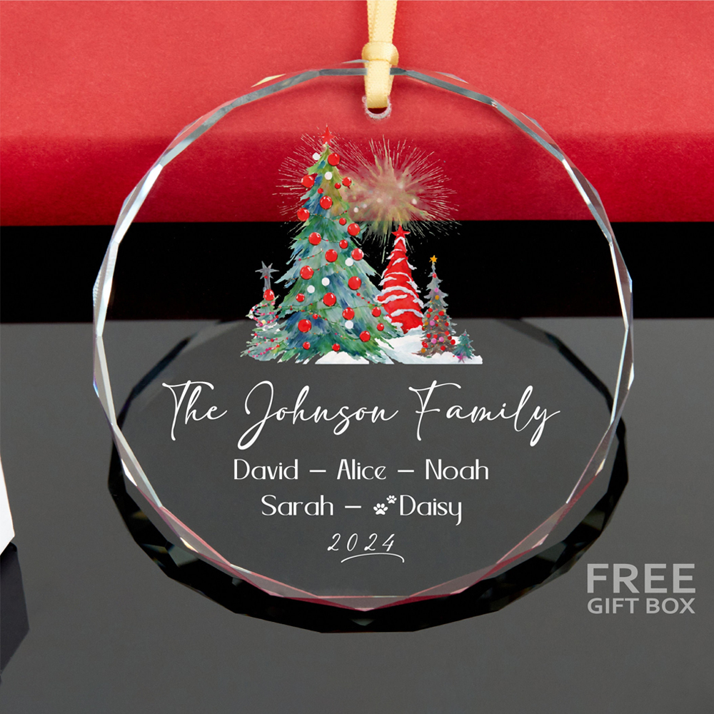 Personalized Glass Family Christmas Ornaments | CWGlass21