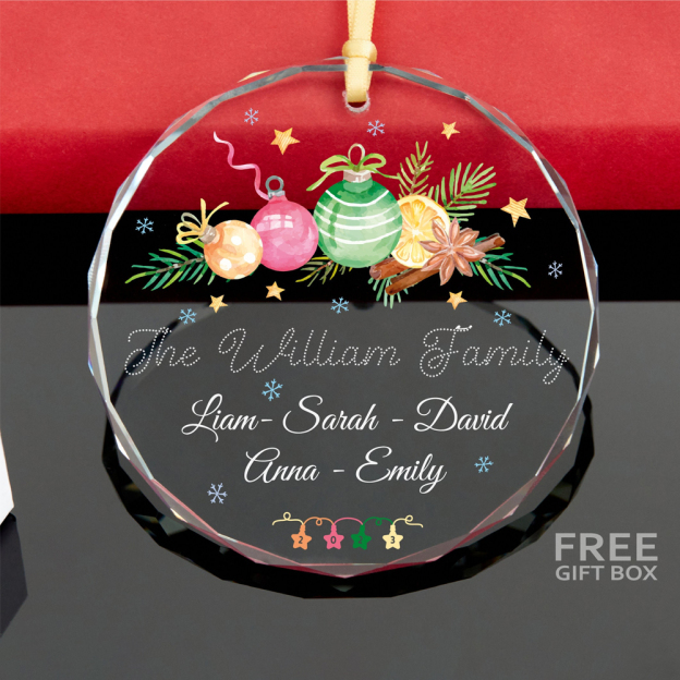 Personalized Glass Family Christmas Ornaments | CWGlass11