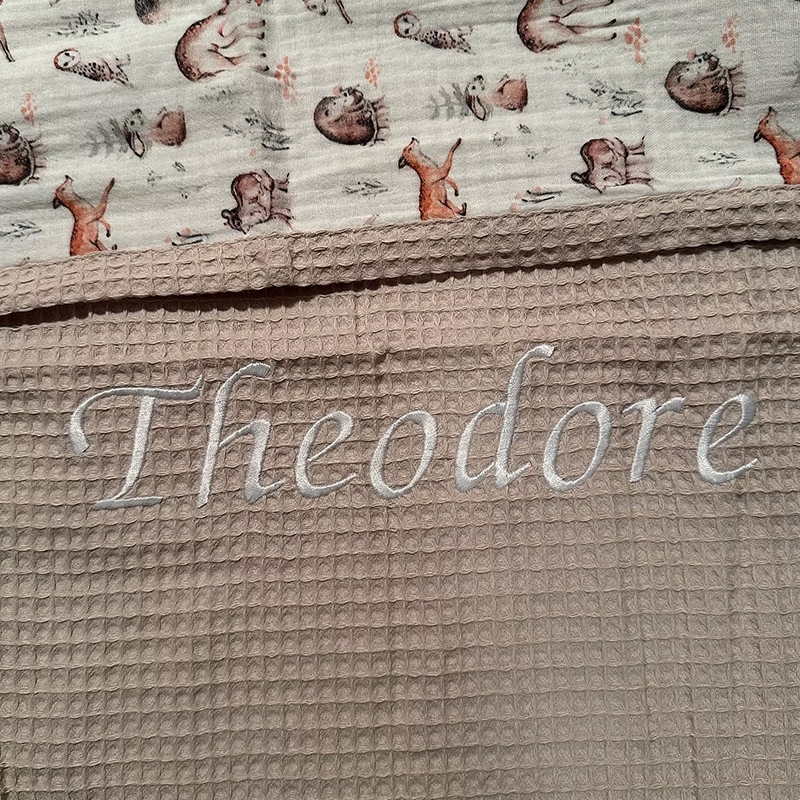 Personalized Embroidered Organic Waffle Blanket for Comfort & Unique| CWBaby81