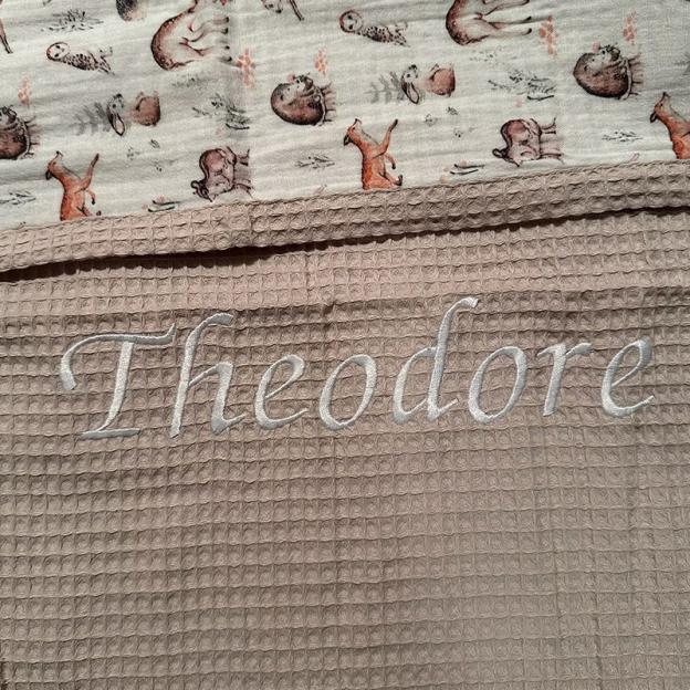 Personalized Embroidered Organic Waffle Blanket for Comfort & Unique| CWBaby81