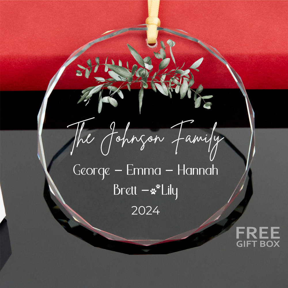 Personalized Glass Family Christmas Ornaments | CWGlass22