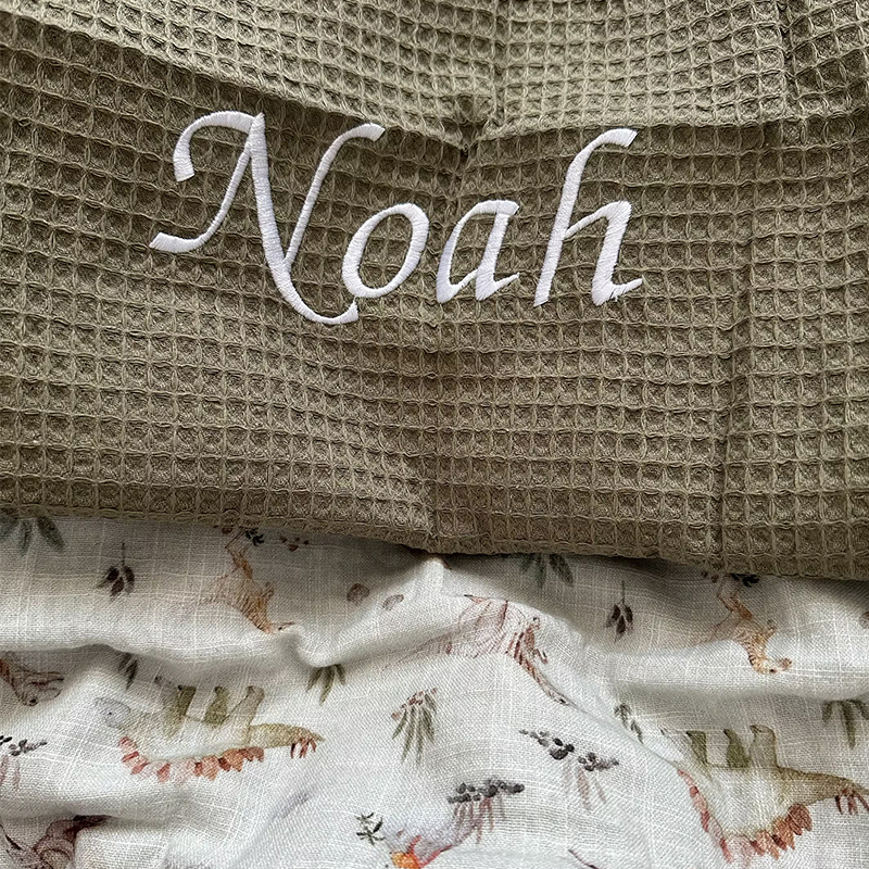 Personalized Embroidered Organic Waffle Blanket for Comfort & Unique| CWBaby81