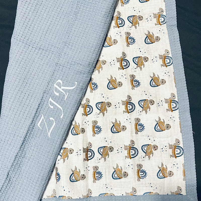 Personalized Embroidered Organic Waffle Blanket for Comfort & Unique| CWBaby81