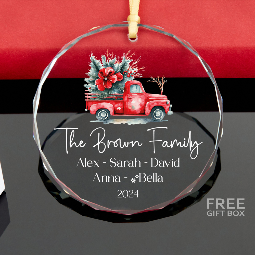 Personalized Glass Family Christmas Ornaments | CWGlass16