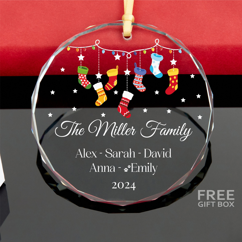 Personalized Glass Family Christmas Ornaments | CWGlass14