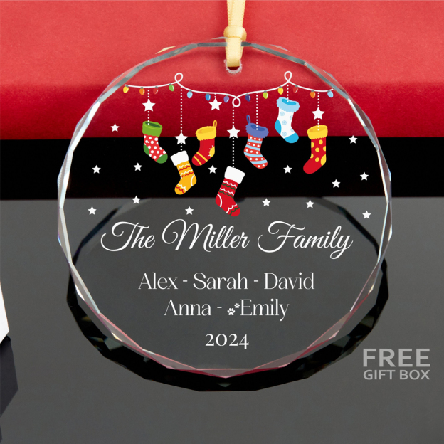 Personalized Glass Family Christmas Ornaments | CWGlass14
