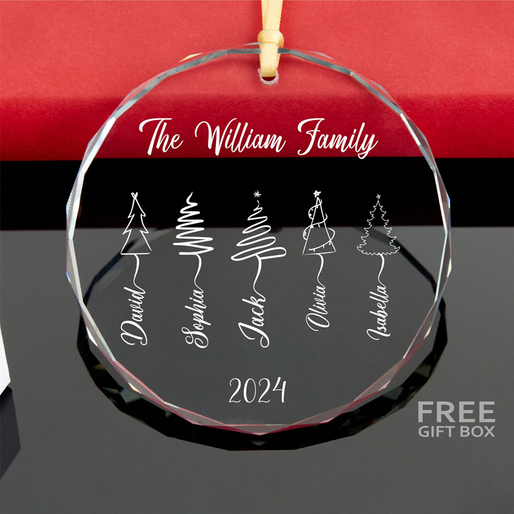 Personalized Glass Family Christmas Ornaments | CWGlass15
