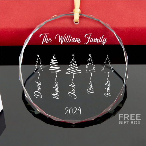 Personalized Glass Family Christmas Ornaments | CWGlass15