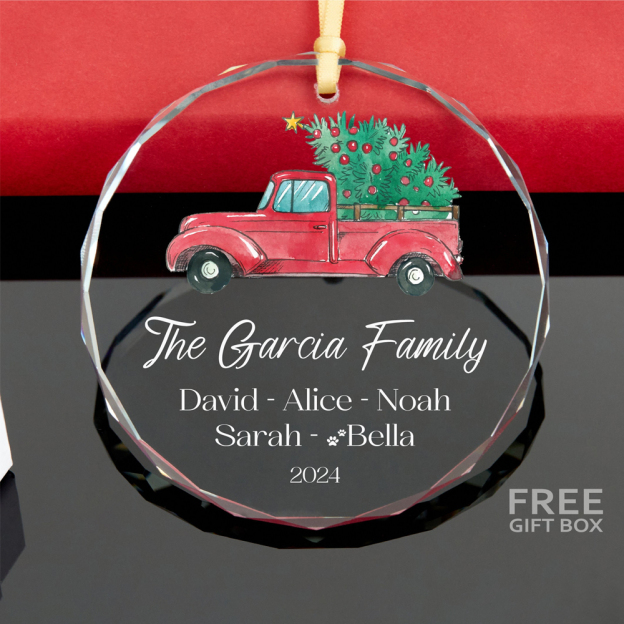 Personalized Glass Family Christmas Ornaments | CWGlass17