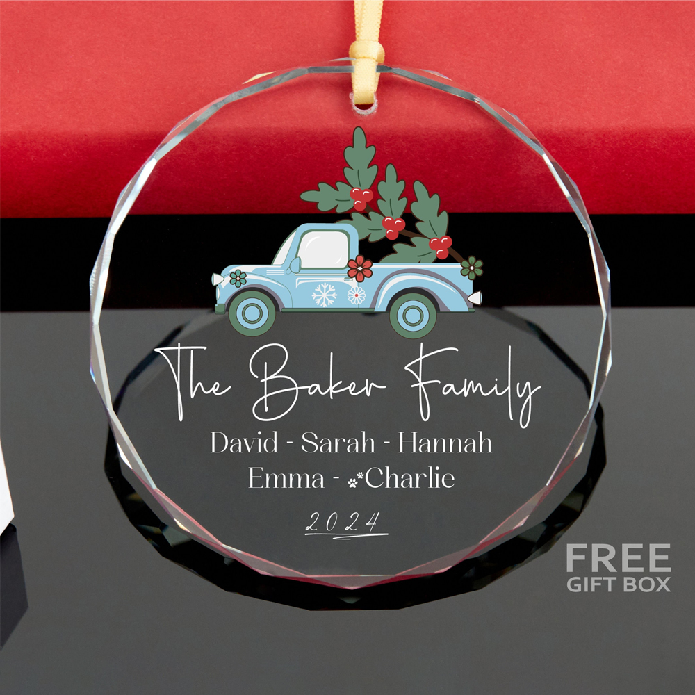 Personalized Glass Family Christmas Ornaments | CWGlass03