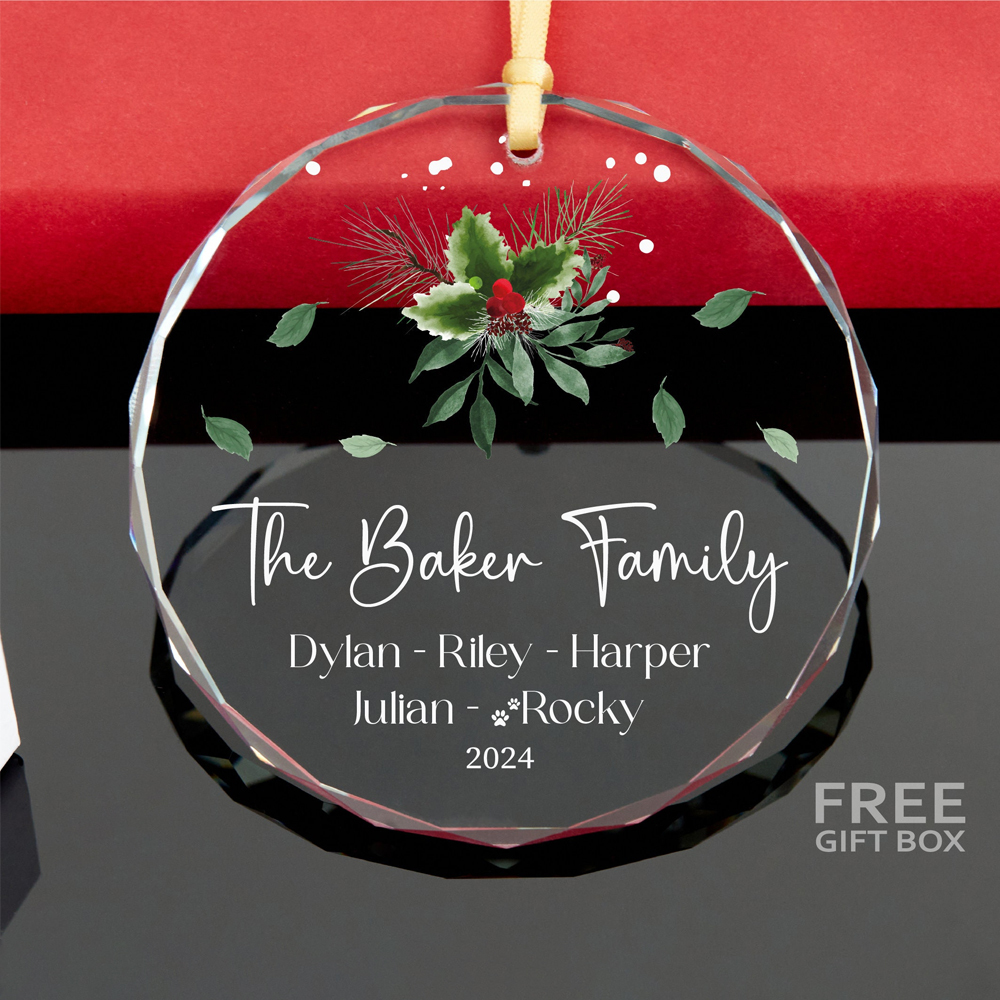 Personalized Glass Family Christmas Ornaments | CWGlass19