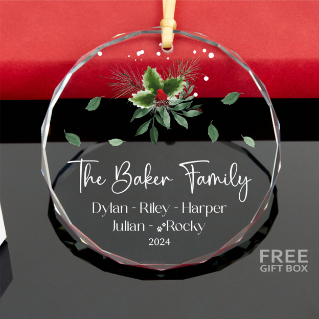 Personalized Glass Family Christmas Ornaments | CWGlass19