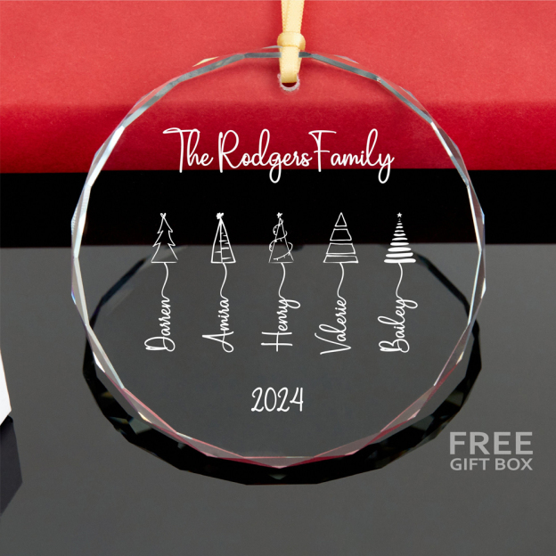 Personalized Glass Family Christmas Ornaments | CWGlass12