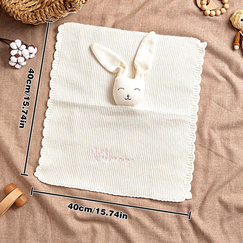 Personalized Baby Embroidery Bunny Comforter | CWToy147