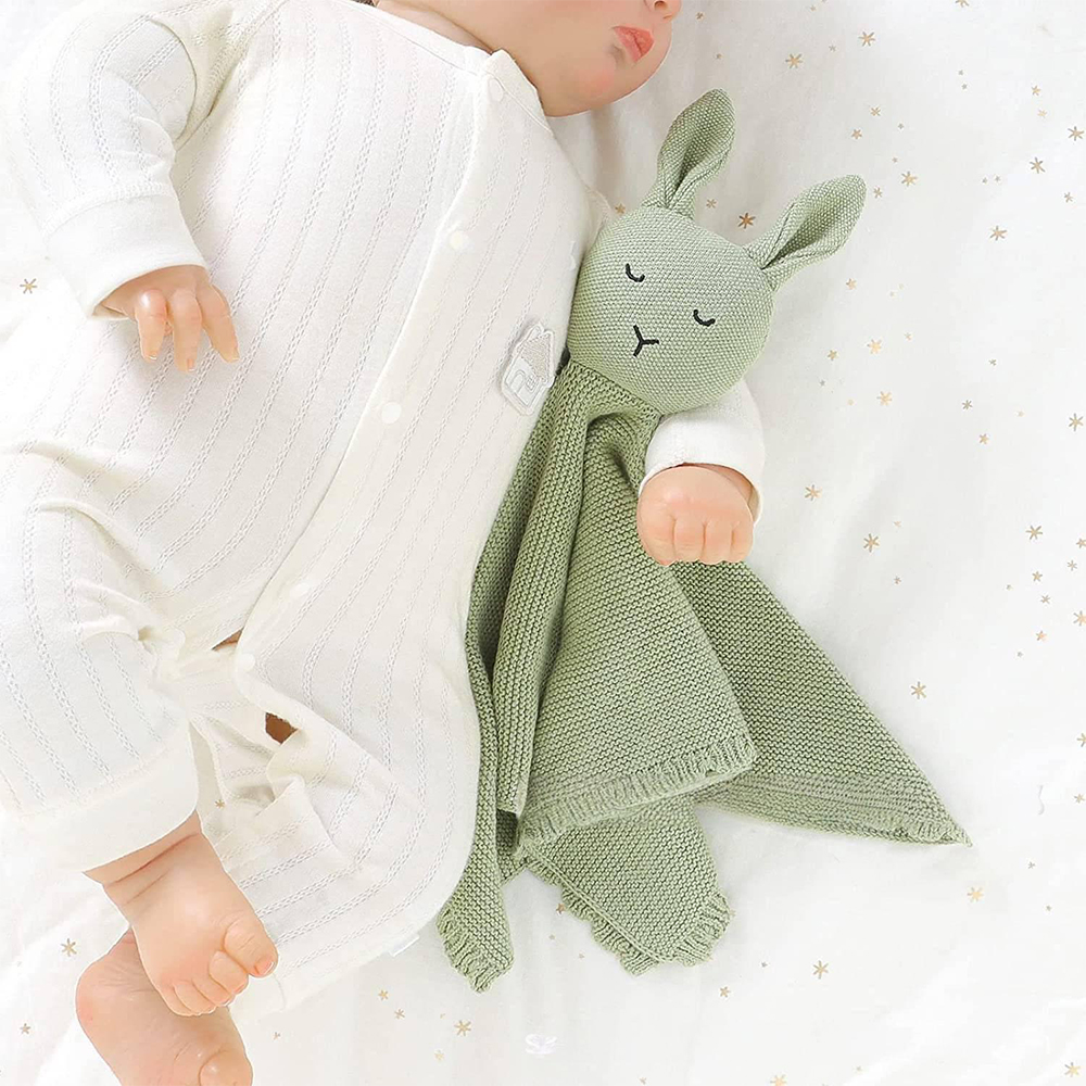 Personalized Baby Embroidery Bunny Comforter | CWToy147
