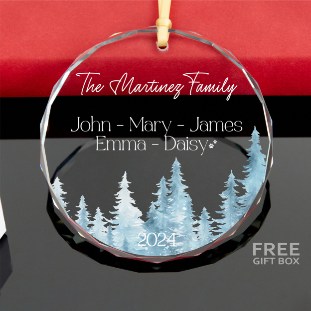 Personalized Glass Family Christmas Ornaments | CWGlass09
