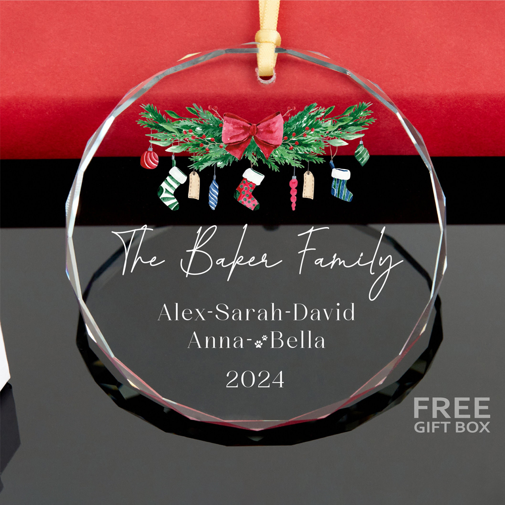 Personalized Glass Family Christmas Ornaments | CWGlass23