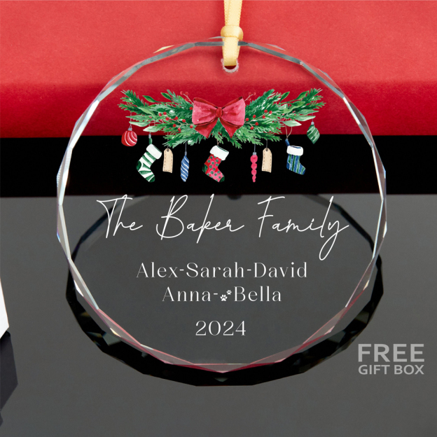 Personalized Glass Family Christmas Ornaments | CWGlass23