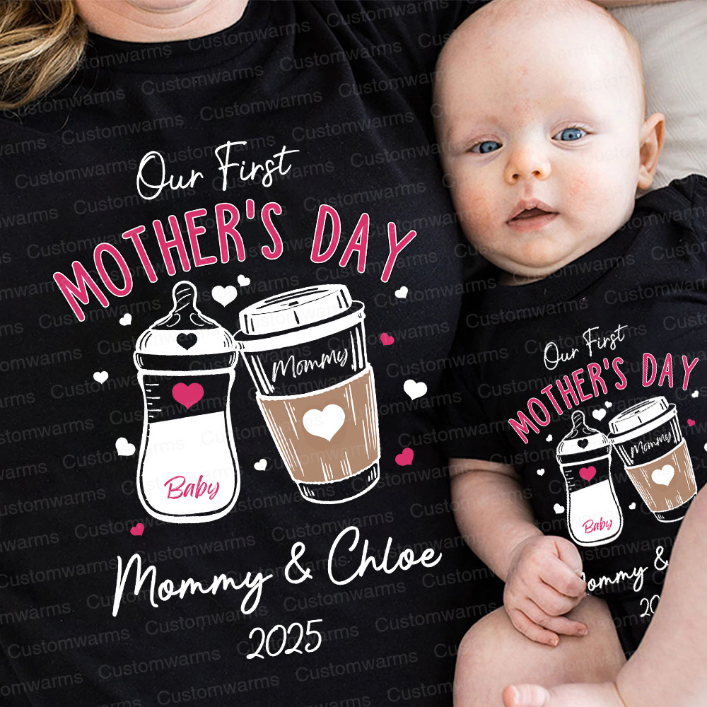 Personalized First Mother's Day Mommy and Baby Outfit | CWFamily17