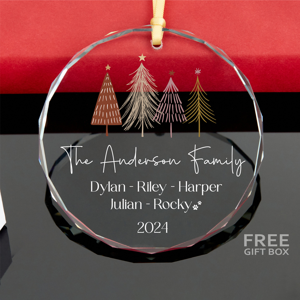 Personalized Glass Family Christmas Ornaments | CWGlass07