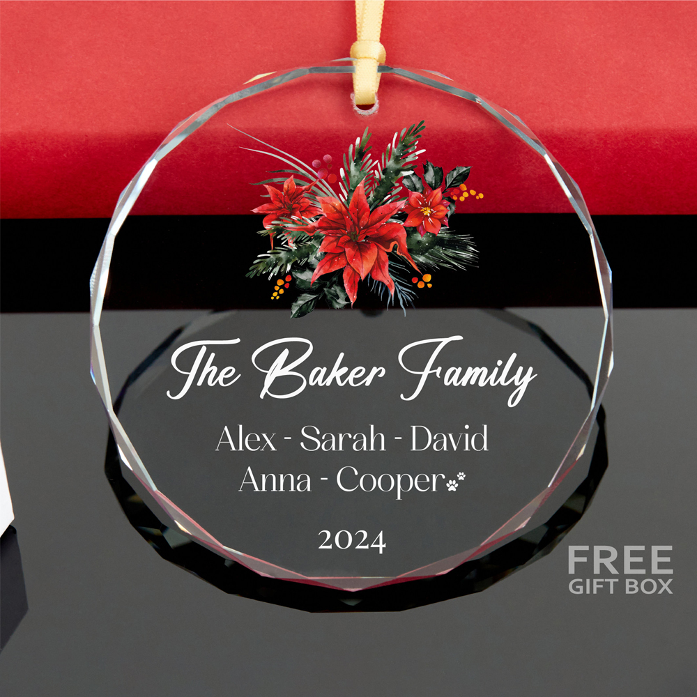 Personalized Glass Family Christmas Ornaments | CWGlass06