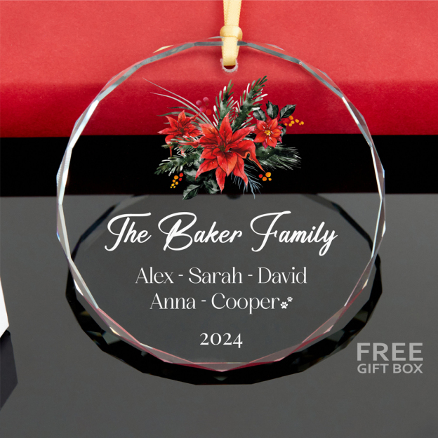 Personalized Glass Family Christmas Ornaments | CWGlass06