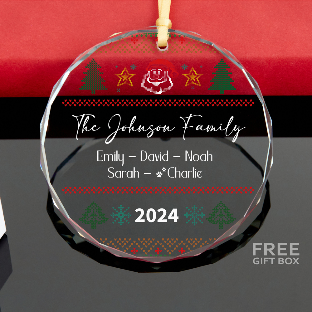 Personalized Glass Family Christmas Ornaments | CWGlass05