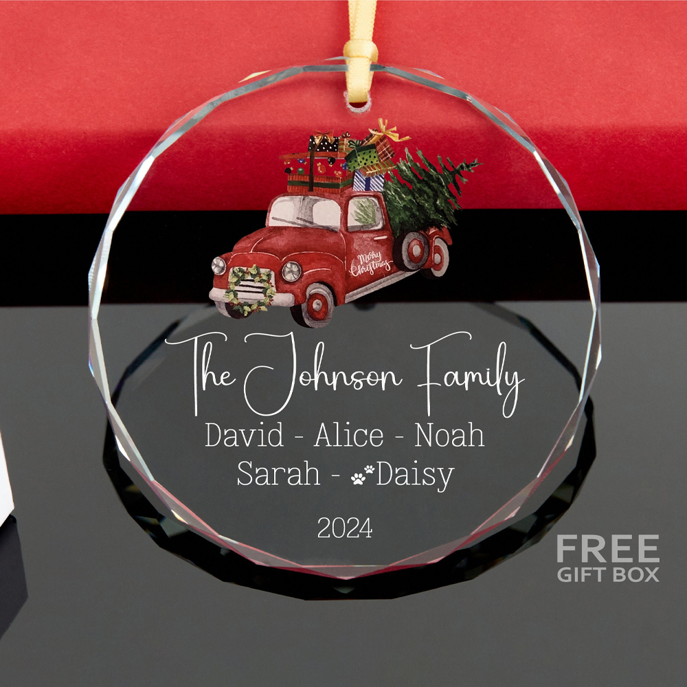 Personalized Glass Family Christmas Ornaments | CWGlass04