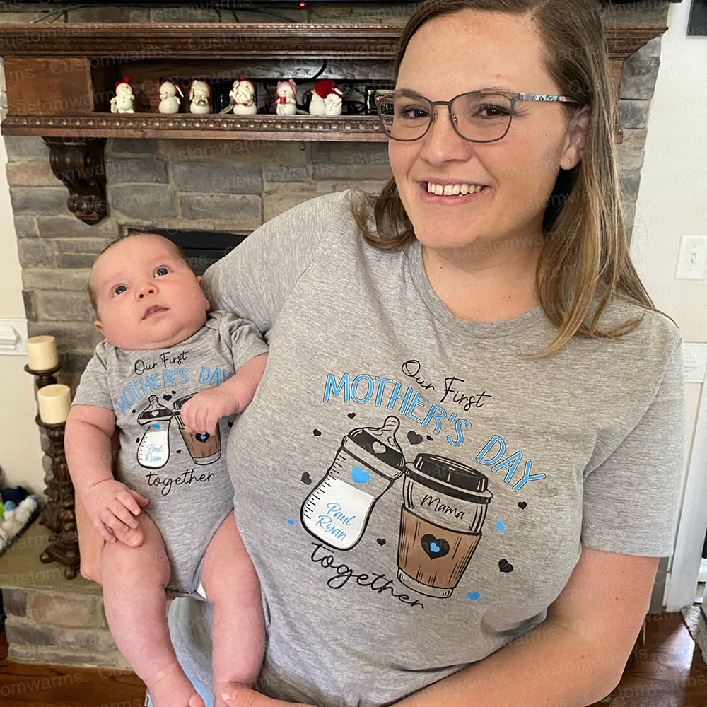 Personalized First Mother's Day Mommy and Baby Outfit | CWFamily17