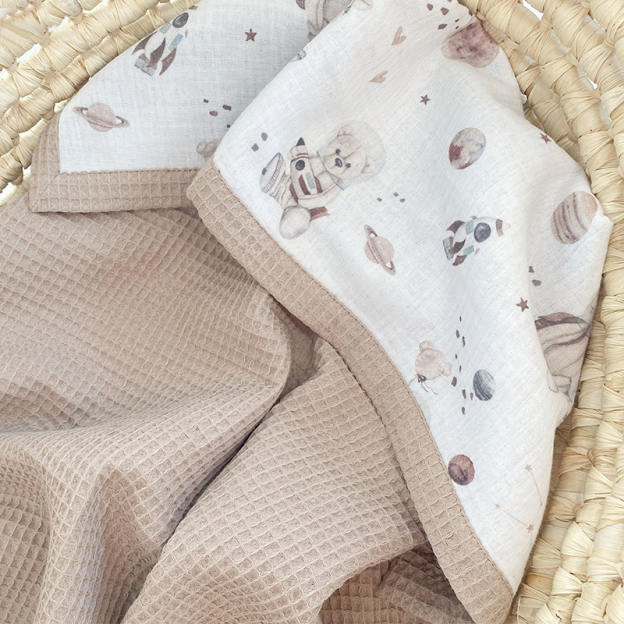 Personalized Embroidered Organic Waffle Blanket for Comfort & Unique| CWBaby81