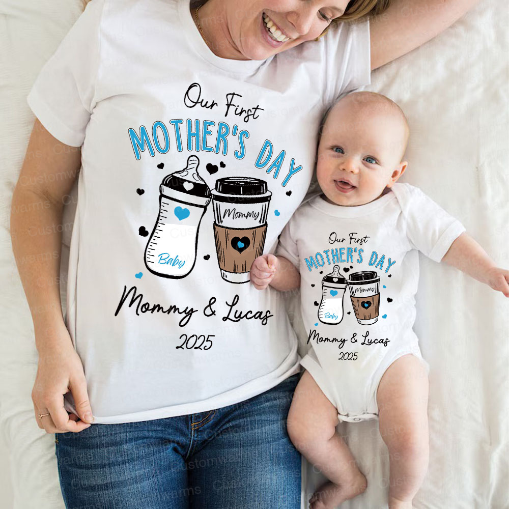 Personalized First Mother's Day Mommy and Baby Outfit | CWFamily17
