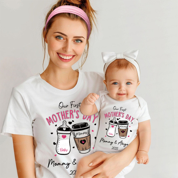 Personalized First Mother's Day Mommy and Baby Outfit | CWFamily17