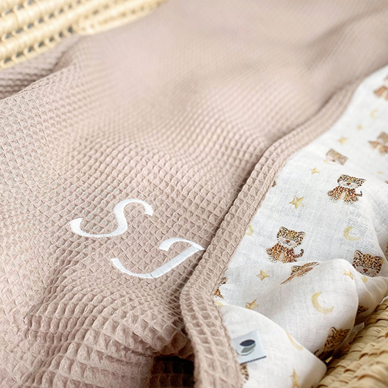 Personalized Embroidered Organic Waffle Blanket for Comfort & Unique| CWBaby81