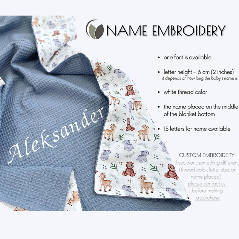 Personalized Embroidered Organic Waffle Blanket for Comfort & Unique| CWBaby81