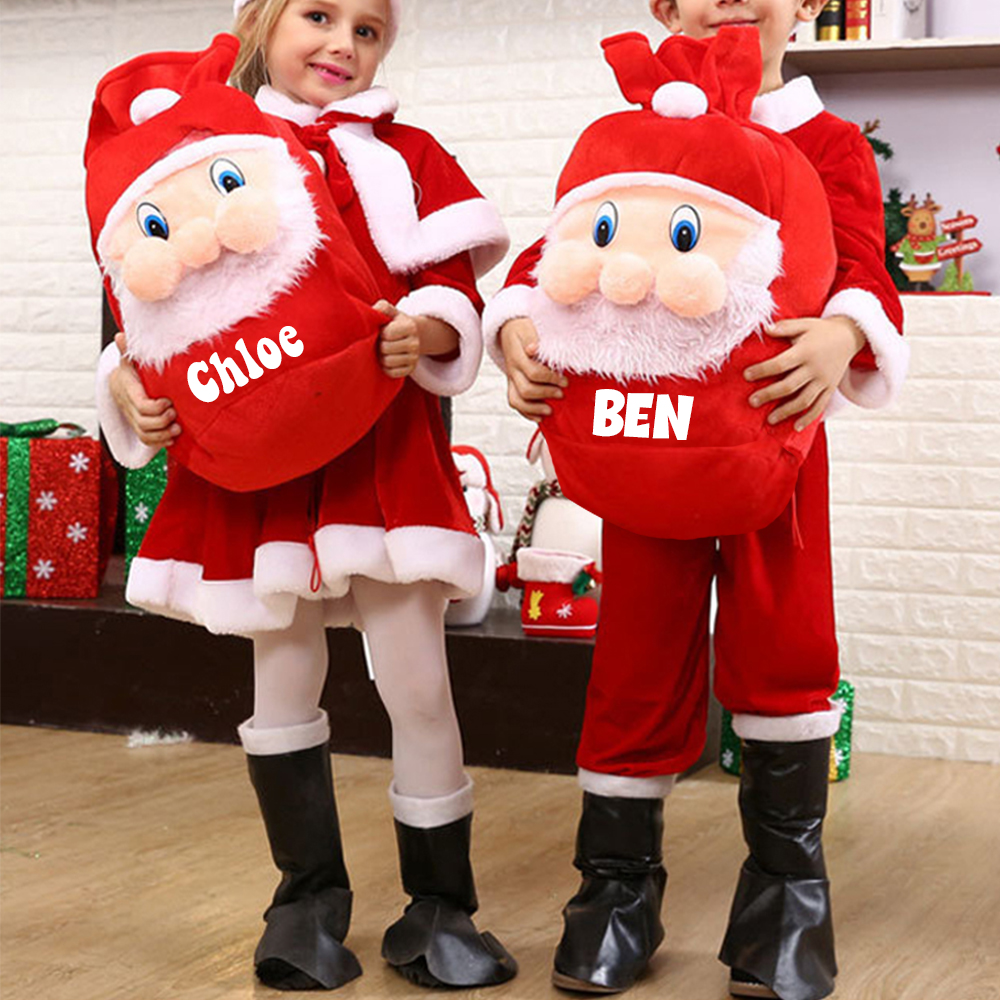 Personalized Christmas Santa Claus Velvet Gift Bag  | MCGift105