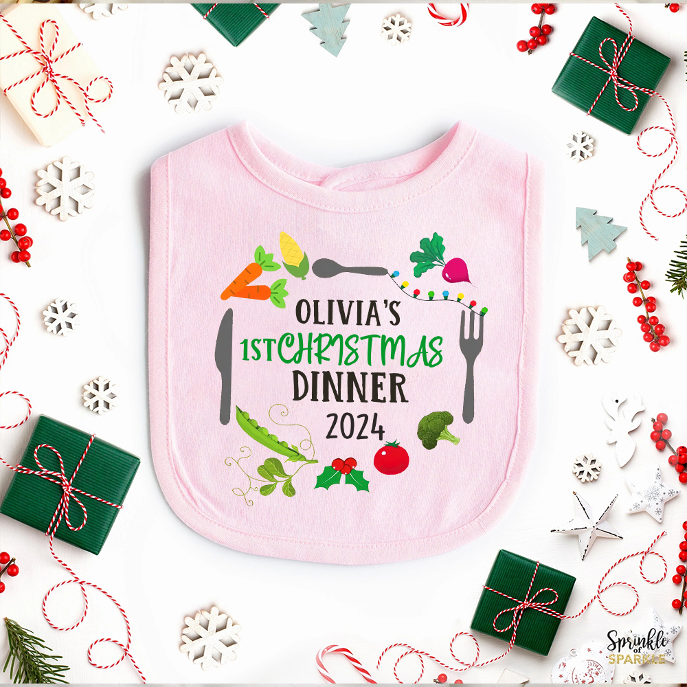 Personalized Baby 1st Christmas Dinner Bib | CWBaby115