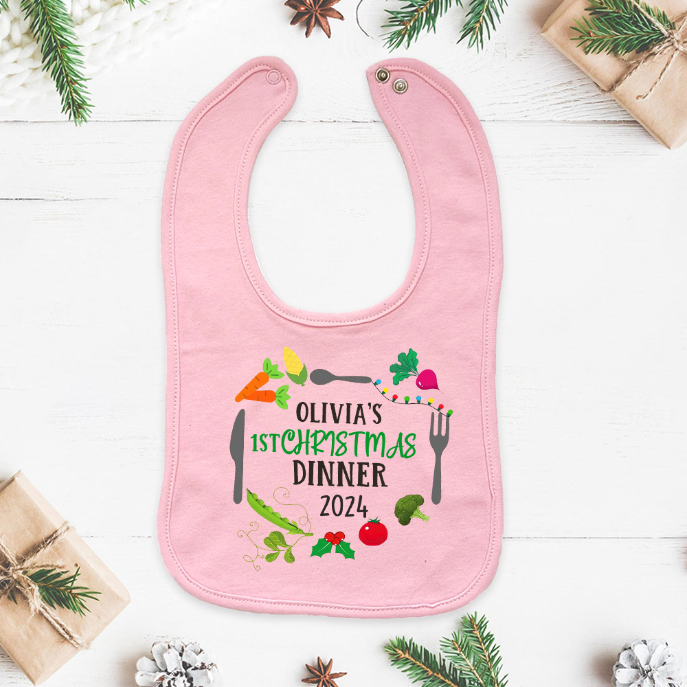 Personalized Baby 1st Christmas Dinner Bib | CWBaby115