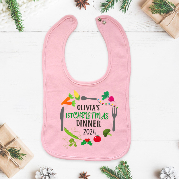 Personalized Baby 1st Christmas Dinner Bib | CWBaby115