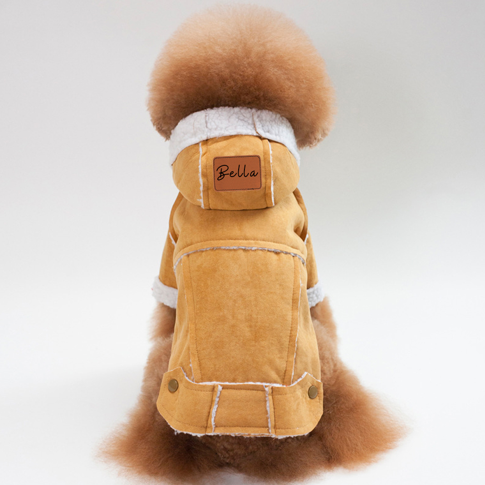 Personalized Leather Patch Pets Sherpa Jacket | BKPet132