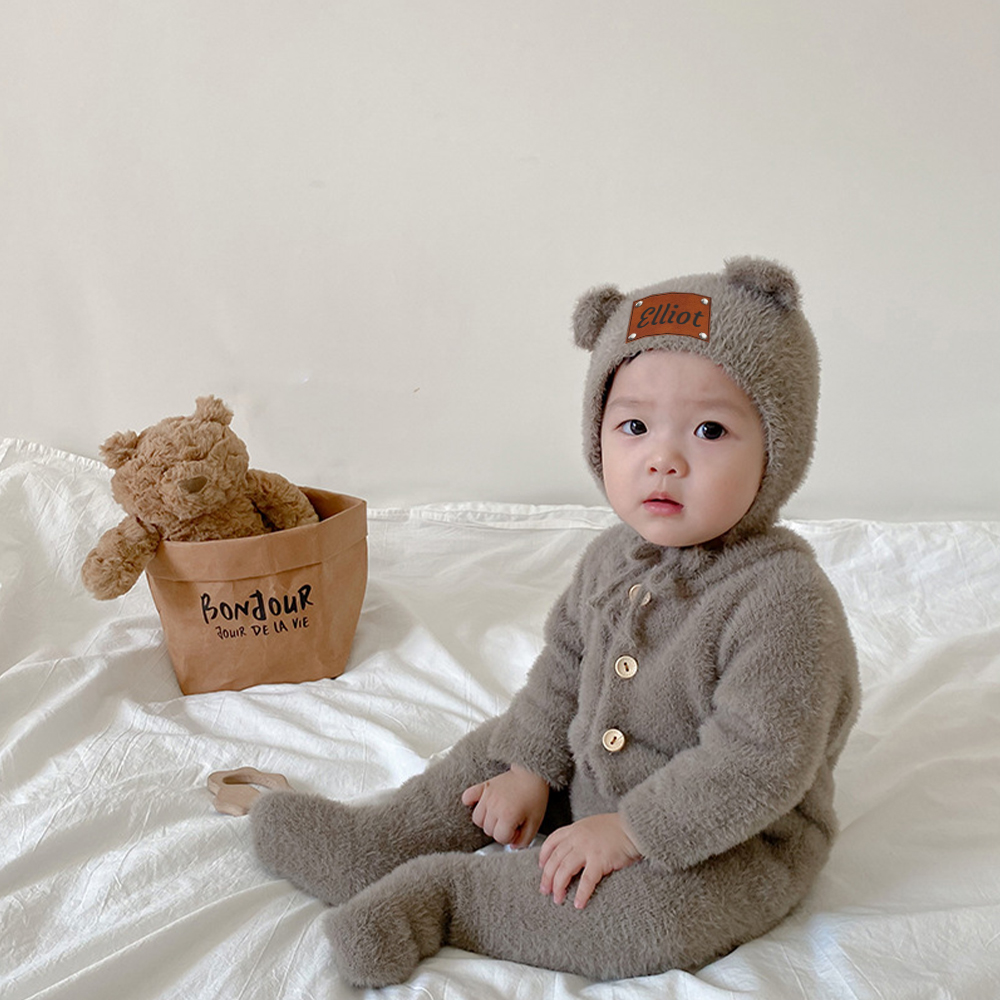 Personalized Baby Mink Cashmere Jumpsuit With Hat | CWBaby116