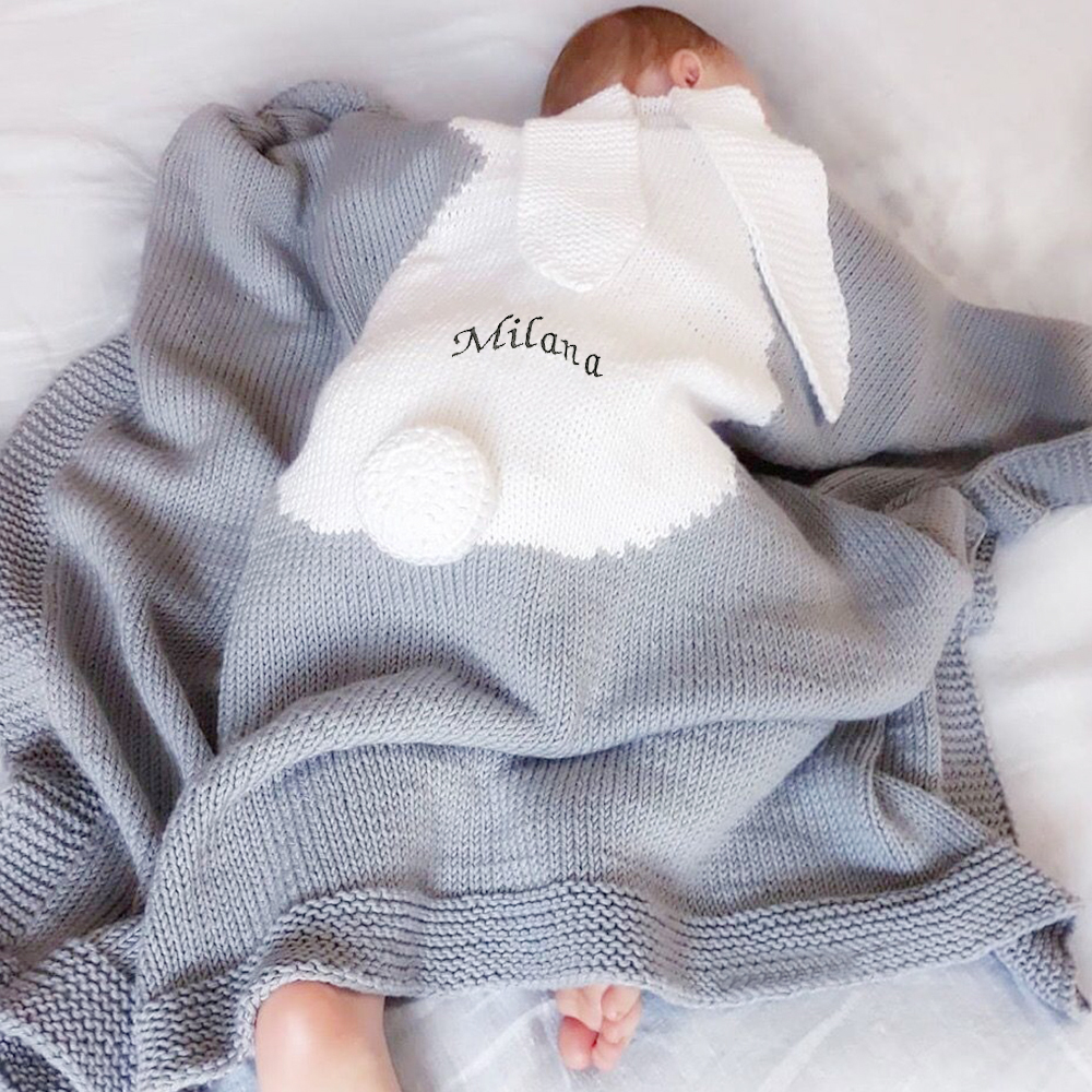 Personalized Embroidered Knit Baby Blanket for Unique Gift | CWBaby118