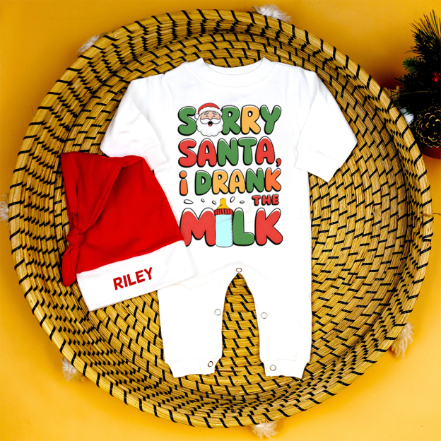 Personalized Baby Christmas Funny Ropmer and Hat Set | MCGift8701